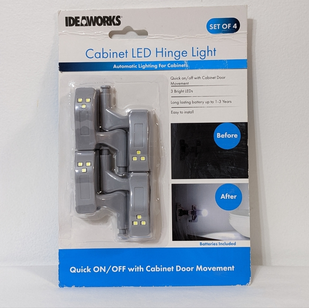 NEW Cabinet LED Hinge Lights, Set of 4,Automatic Lighting For Cabinets